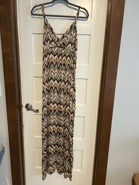 Akualani Ikat Print Casual Lightweight Maxi Dress Size Large